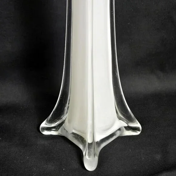 Vintage Clear Glass Floor Bud Vase 16" Tall Trumpet Stretch Flared Base Decor - Picture 2 of 9